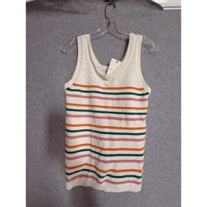 Skies Are Blue Vest Womens XS Multicolor Stripe Knit Sleeveless Sweater